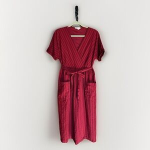 Sea Salt Cornwall Petite UK 14 • Burgundy +Navy Stripes • 100% Cotton • IMPORTED